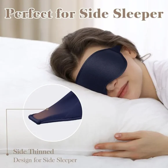 Light Blocking Sleep Mask Cooling 3D Memory Foam Pressure-Free Eye Pocket Black - Picture 5 of 8